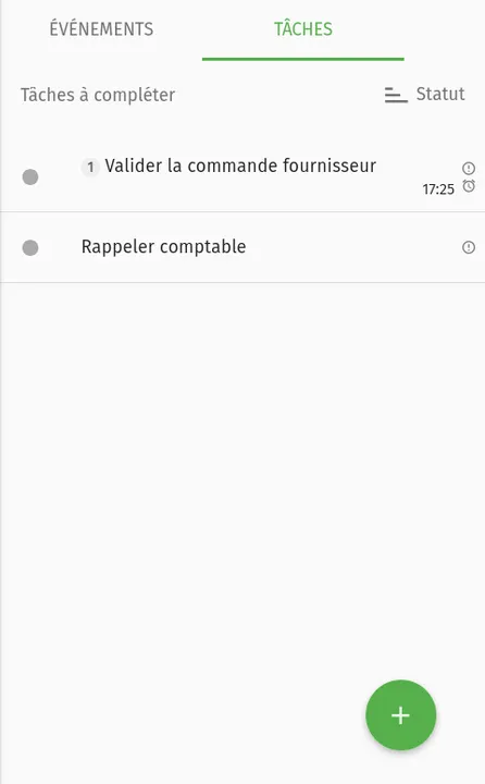 Une capture d'écran présentant la partie "tâches" de l'interface Web du webmail SOGo.